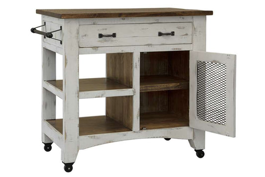 IFD - Pueblo White 1 Drawer, 1 Mesh Door Kitchen Island - White Finish - IFD3601KSL veiw 1