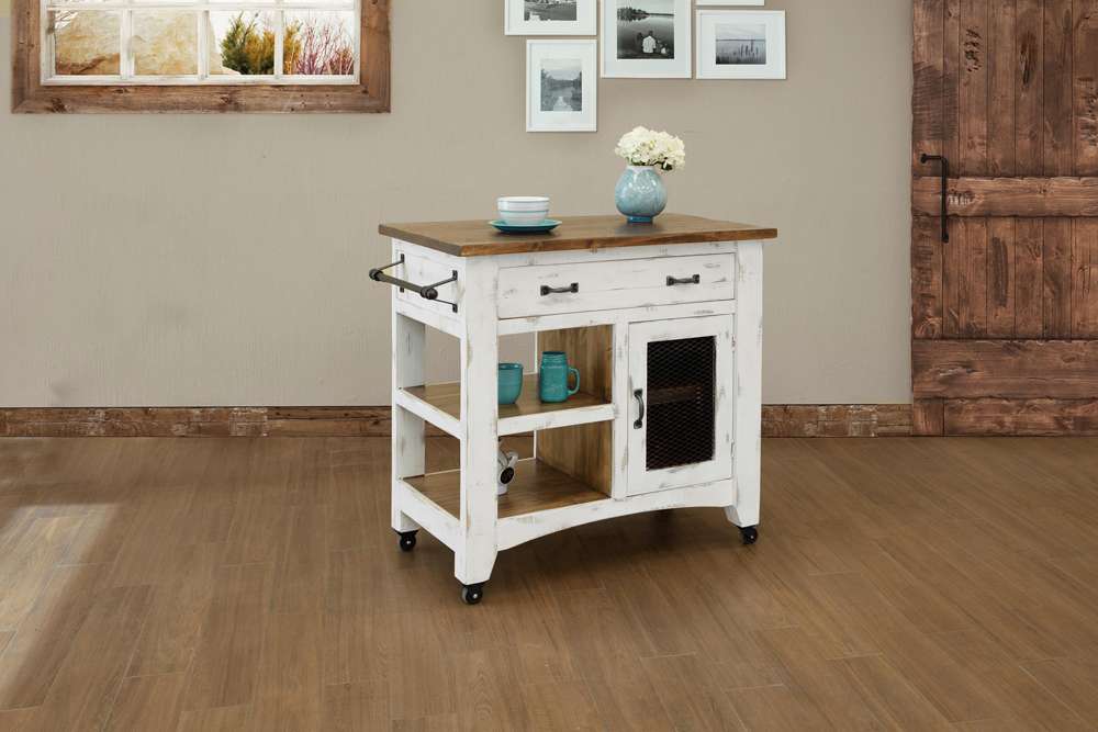 IFD - Pueblo White 1 Drawer, 1 Mesh Door Kitchen Island - White Finish - IFD3601KSL veiw 2
