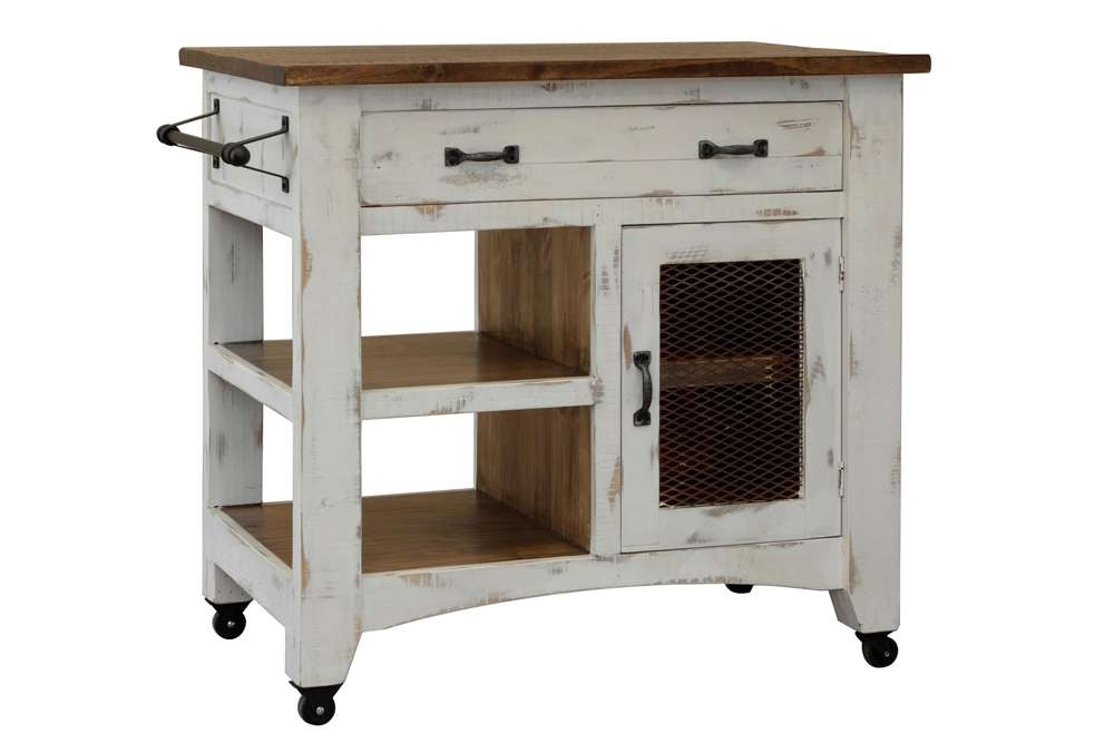 IFD - Pueblo White 1 Drawer, 1 Mesh Door Kitchen Island - White Finish - IFD3601KSL veiw 4