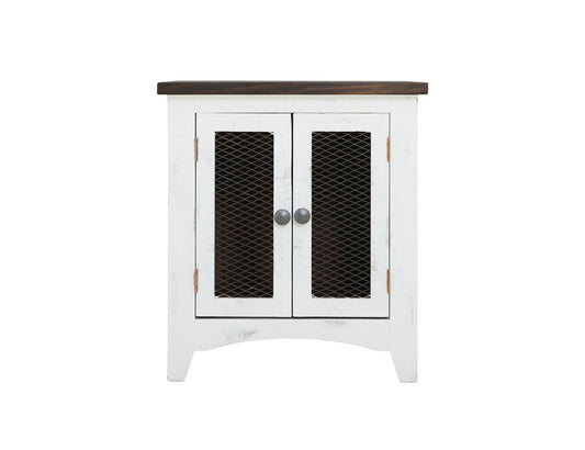 IFD - Pueblo White 2 Mesh Doors End Table - IFD360END-W view 1
