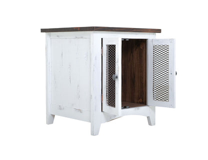 IFD - Pueblo White 2 Mesh Doors End Table - IFD360END-W view 3