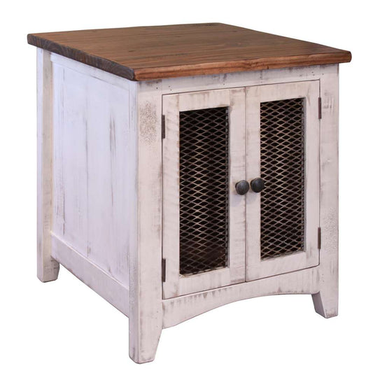 IFD - Pueblo White 2 Mesh Doors End Table - IFD360END-W veiw 1