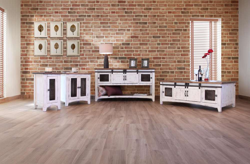 IFD - Pueblo White 2 Sliding Doors Cocktail Table, 2 Mesh Doors on each side - IFD360CKTL-W veiw 2