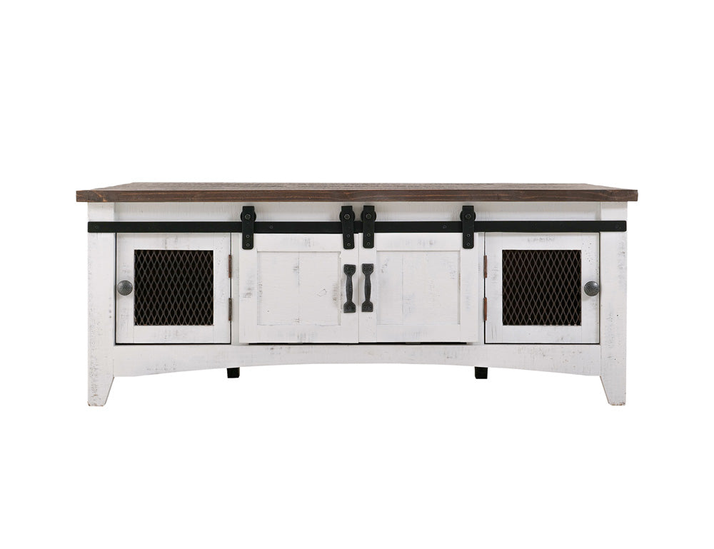 IFD - Pueblo White 2 Sliding Doors Cocktail Table, 2 Mesh Doors on each side - IFD360CKTL-W view 1