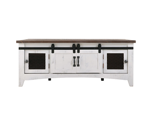 IFD - Pueblo White 2 Sliding Doors Cocktail Table, 2 Mesh Doors on each side - IFD360CKTL-W view 1