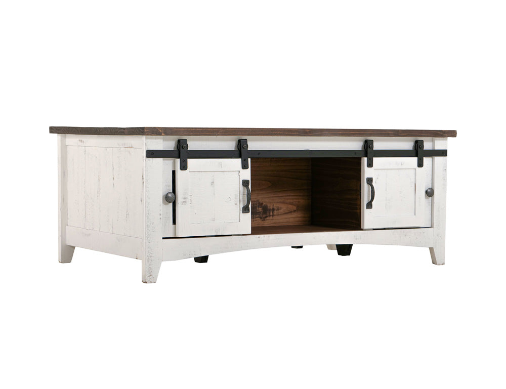 IFD - Pueblo White 2 Sliding Doors Cocktail Table, 2 Mesh Doors on each side - IFD360CKTL-W view 3