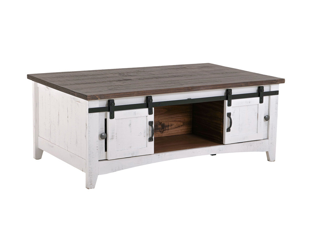 IFD - Pueblo White 2 Sliding Doors Cocktail Table, 2 Mesh Doors on each side - IFD360CKTL-W view 4