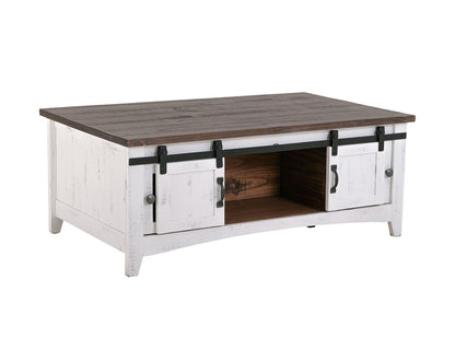 IFD - Pueblo White 2 Sliding Doors Cocktail Table, 2 Mesh Doors on each side - IFD360CKTL-W view 4