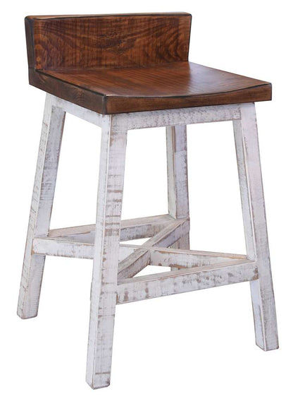 IFD - Pueblo White 24inStool-with Wooden Seat & Base-White Finish - IFD360BS24-W veiw 1