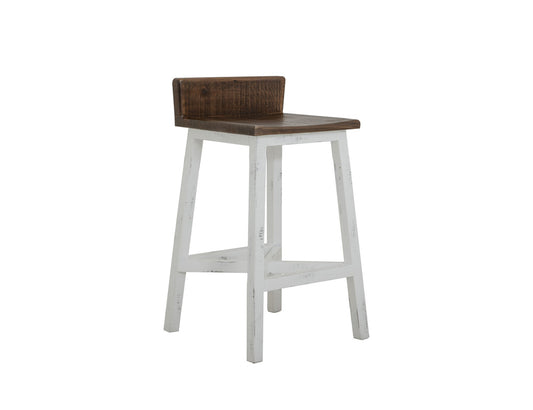 IFD - Pueblo White 24inStool-with Wooden Seat & Base-White Finish - IFD360BS24-W view 1