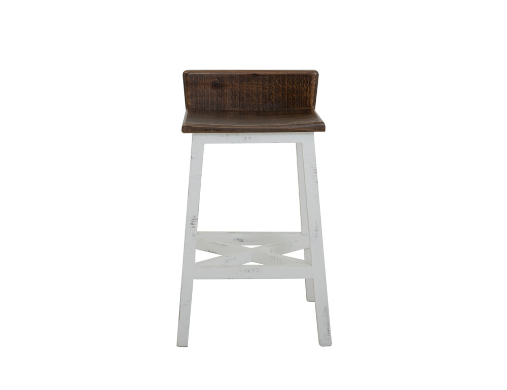 IFD - Pueblo White 24inStool-with Wooden Seat & Base-White Finish - IFD360BS24-W view 2
