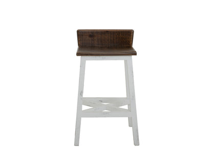 IFD - Pueblo White 24inStool-with Wooden Seat & Base-White Finish - IFD360BS24-W view 2