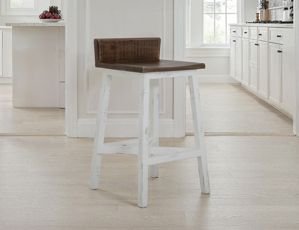 IFD - Pueblo White 24inStool-with Wooden Seat & Base-White Finish - IFD360BS24-W view 5