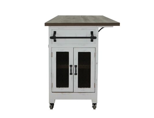 IFD - Pueblo White 3 Drawer Kitchen Island w/2 sliding doors, 2 Mesh doors on each side - IFD360ISLAND view 2