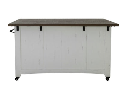 IFD - Pueblo White 3 Drawer Kitchen Island w/2 sliding doors, 2 Mesh doors on each side - IFD360ISLAND view 3