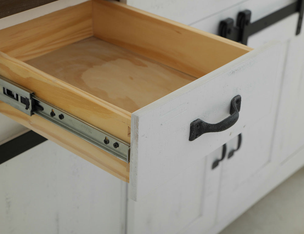 IFD - Pueblo White 3 Drawer Kitchen Island w/2 sliding doors, 2 Mesh doors on each side - IFD360ISLAND view 7