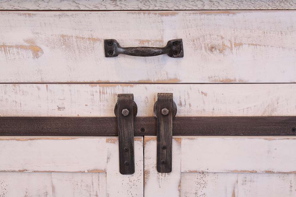 IFD - Pueblo White 3 Drawer Kitchen Island w/2 sliding doors, 2 Mesh doors on each side - IFD360ISLAND veiw 3