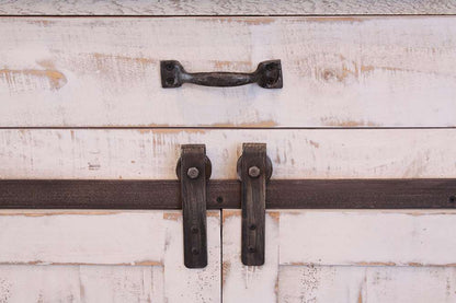 IFD - Pueblo White 3 Drawer Kitchen Island w/2 sliding doors, 2 Mesh doors on each side - IFD360ISLAND veiw 3