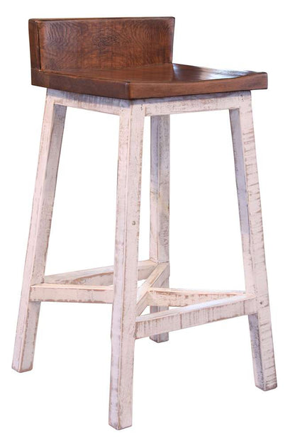 IFD - Pueblo White 30 Stool - w/Wooden Seat & Base- White Finish - IFD360BS30-W veiw 1