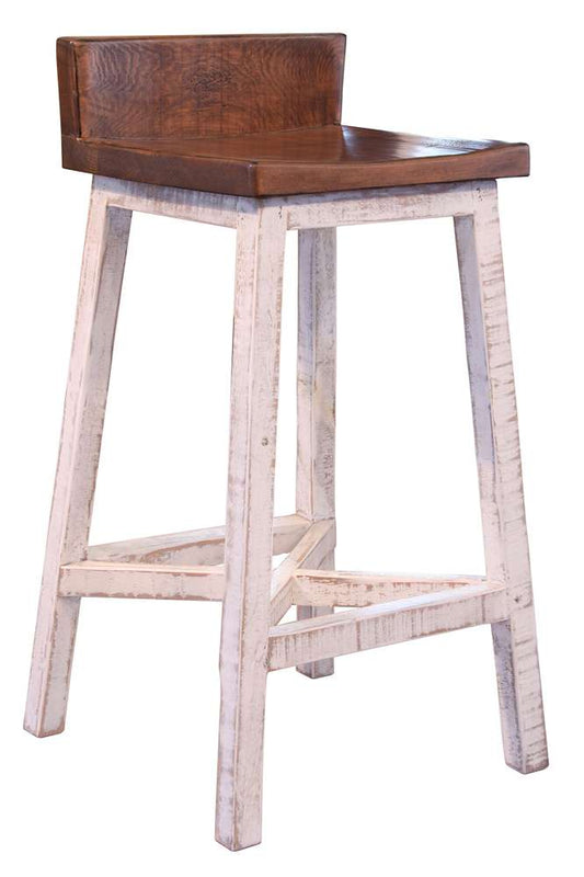 IFD - Pueblo White 30 Stool - w/Wooden Seat & Base- White Finish - IFD360BS30-W veiw 1