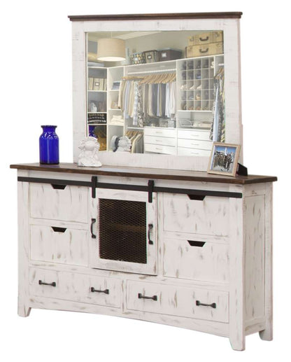 IFD - Pueblo White 6 Drawer, 1 Mesh door Dresser - IFD360DSR veiw 3
