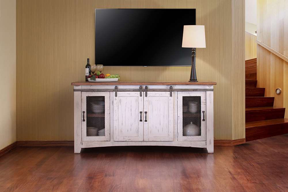 IFD - Pueblo White 70in TV Stand w/4 doors & Shelves - IFD360STAND-70 veiw 1