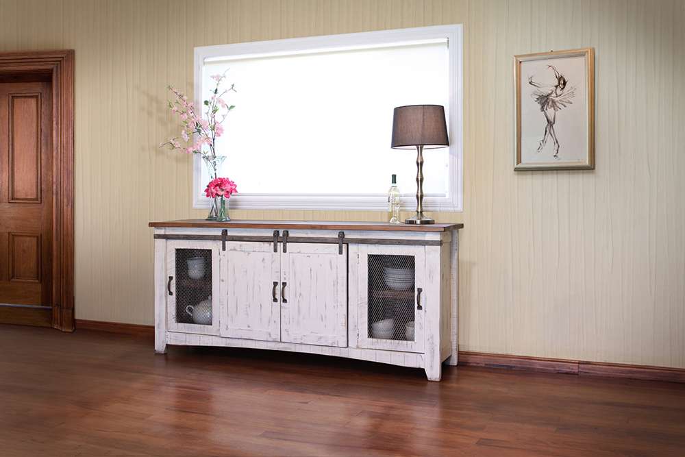 IFD - Pueblo White 80in TV Stand w/4 doors & Shelves - IFD360STAND-80 veiw 1