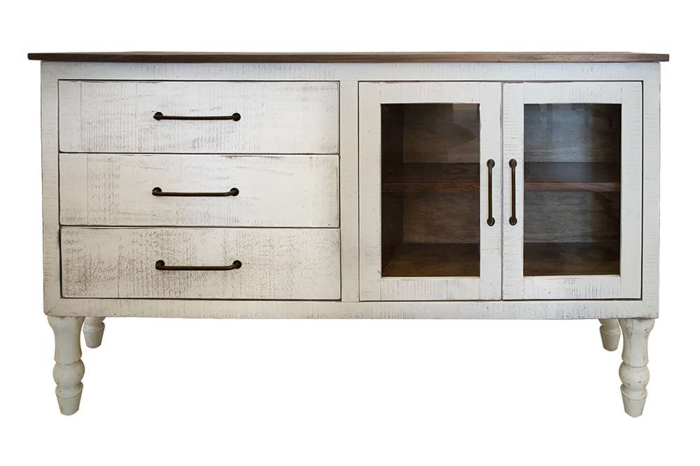 IFD - Rock Valley 3 Drawer & 2 Doors (White) Console w/ Turned Legs - IFD1921CNS veiw 1