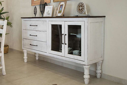 IFD - Rock Valley 3 Drawer & 2 Doors (White) Console w/ Turned Legs - IFD1921CNS veiw 2