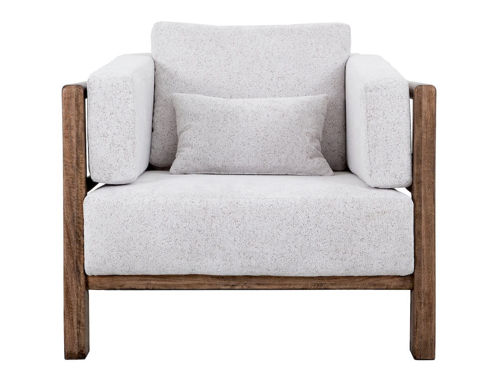 IFD  - Roots  - Wooden Frame & Base, Armchair  - White Faux Leather  - IUP673-ACH-184 view 1