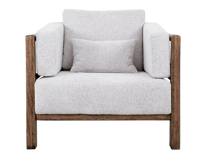 IFD  - Roots  - Wooden Frame & Base, Armchair  - White Faux Leather  - IUP673-ACH-184 view 1