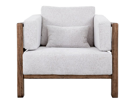 IFD  - Roots  - Wooden Frame & Base, Armchair  - White Faux Leather  - IUP673-ACH-184 view 1