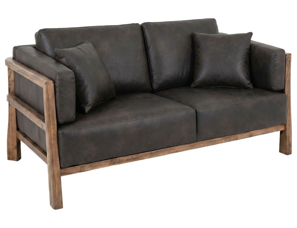 IFD - Roots - Wooden Frame, Upholstered Loveseat in Black Faux Leather - IUP673-LOV-216 view 1