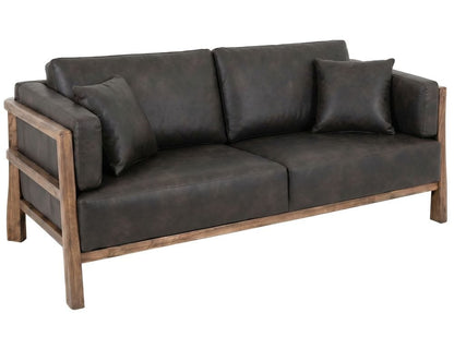 IFD - Roots - Wooden Frame, Upholstered Sofa in Black Faux Leather - IUP673-SOF-216 view 1