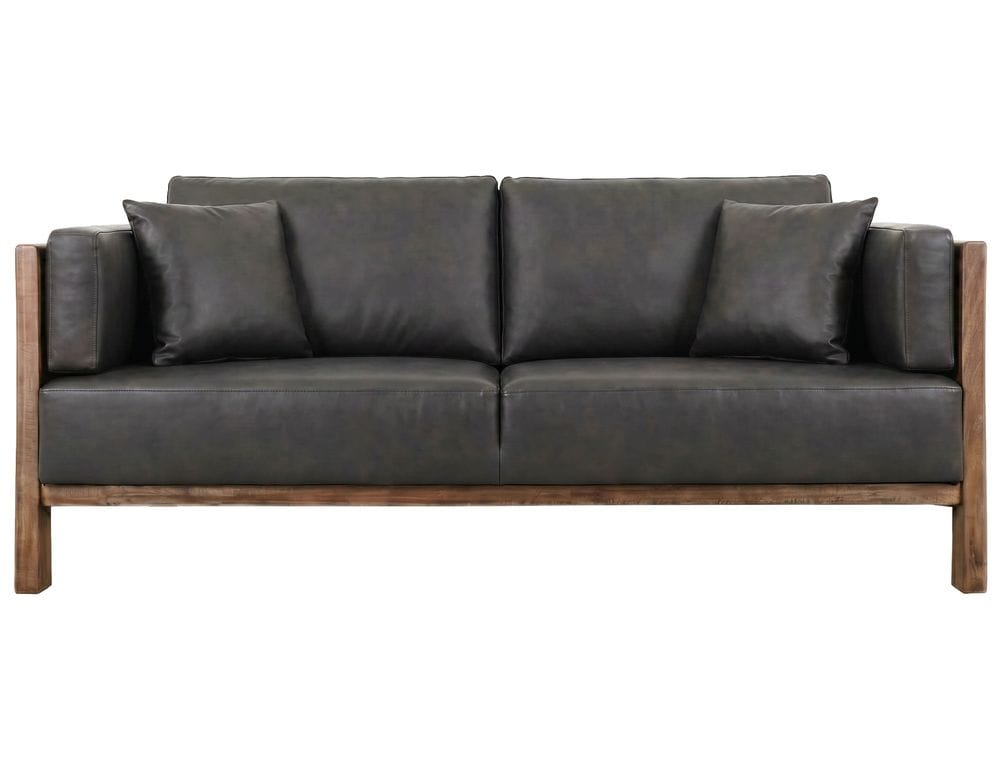 IFD - Roots - Wooden Frame, Upholstered Sofa in Black Faux Leather - IUP673-SOF-216 view 2