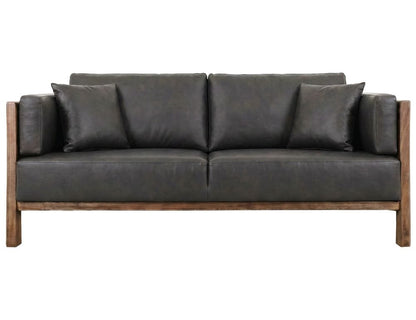 IFD - Roots - Wooden Frame, Upholstered Sofa in Black Faux Leather - IUP673-SOF-216 view 2
