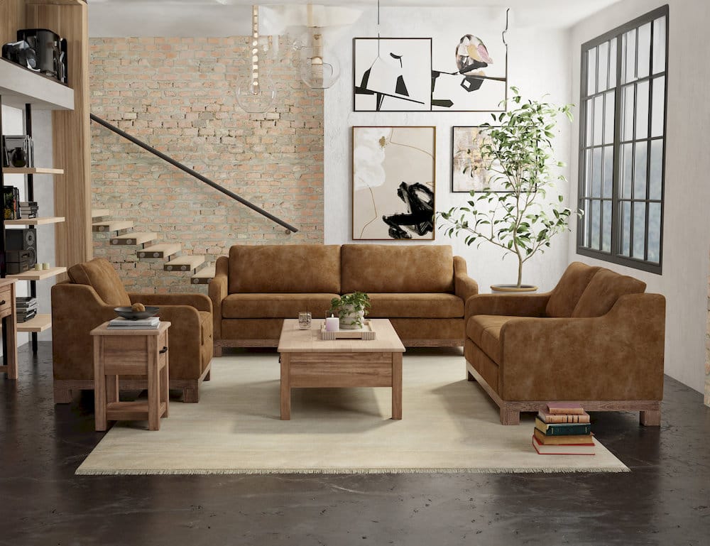 IFD  - Samba  - Wooden Frame & Base, Two-Cushion, Sofa  - Cognac  - IUP298-SOF-202 view 4