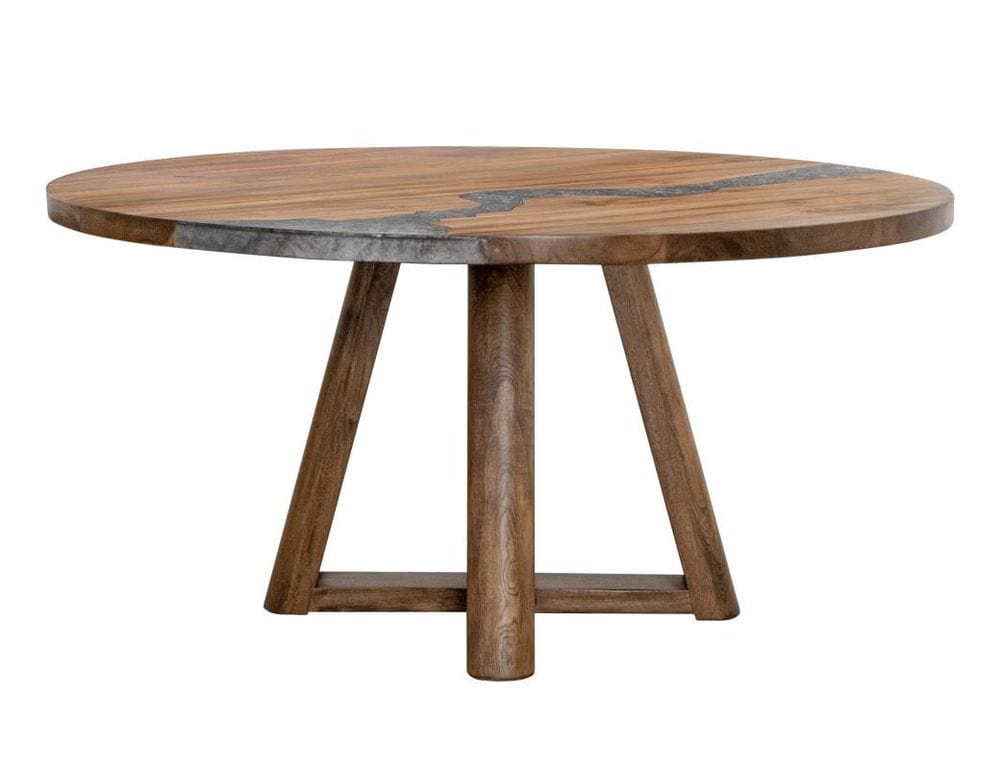 IFD - Silver - Round Dining Table with Resin River in Brown - IFD6471RNTBLRD view 1