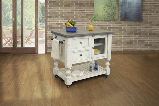 IFD - Stone 2 Drawer, 1 Glass Door Kitchen Island- Stone Finish - IFD4691KSL veiw 2