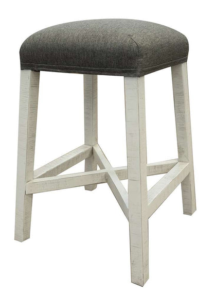 IFD - Stone 24 Stool w/Fabric Seat & Ivory Finish - IFD4691STL24 veiw 1