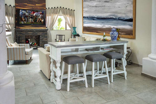 IFD - Stone 24 Stool w/Fabric Seat & Ivory Finish - IFD4691STL24 veiw 2
