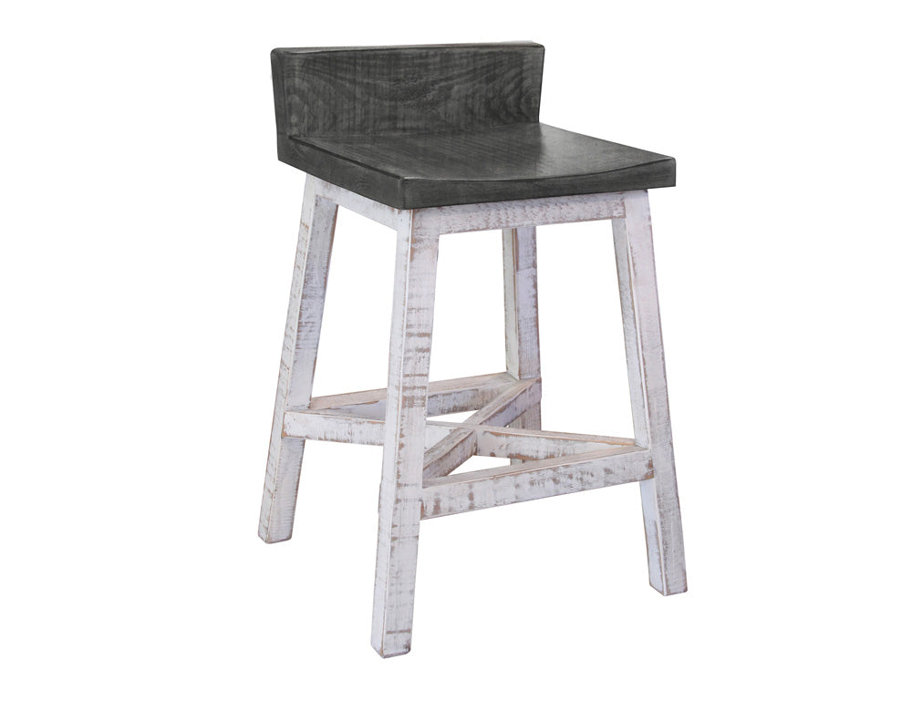 IFD - Stone 24 Stool -w/Wooden Seat & Base- Stone Finish (Set of 2) - IFD470BS24 view 1