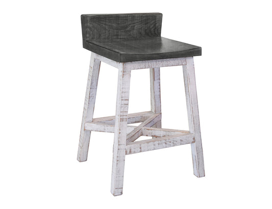 IFD - Stone 24 Stool -w/Wooden Seat & Base- Stone Finish (Set of 2) - IFD470BS24 view 1