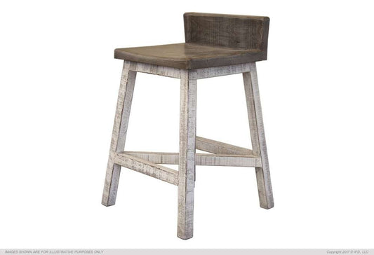 IFD - Stone 24 Stool -w/Wooden Seat & Base- Stone Finish (Set of 2) - IFD470BS24 veiw 1