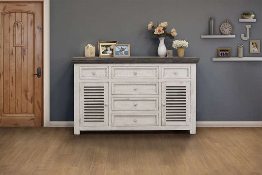 IFD - Stone 6 Drawer & 2 Doors Console Ivory & Stone Finish - IFD470BUFFET veiw 2