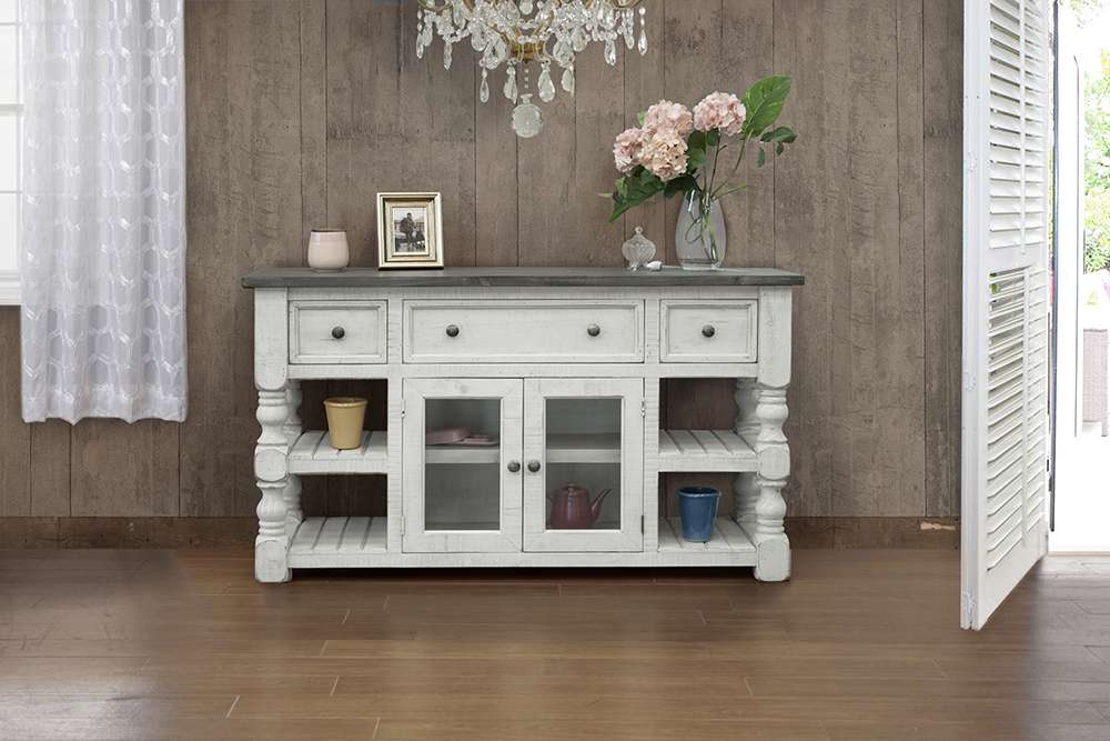 IFD - Stone 60in TV Stand w/ 3 Drawer & 2 Glass Doors - IFD4691STD60 veiw 2