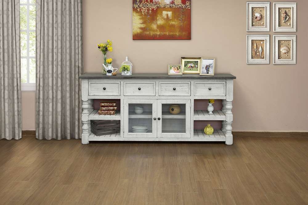 IFD - Stone 80in TV Stand w/ 4 Drawer & 2 Glass Doors - IFD4691STD80 veiw 2