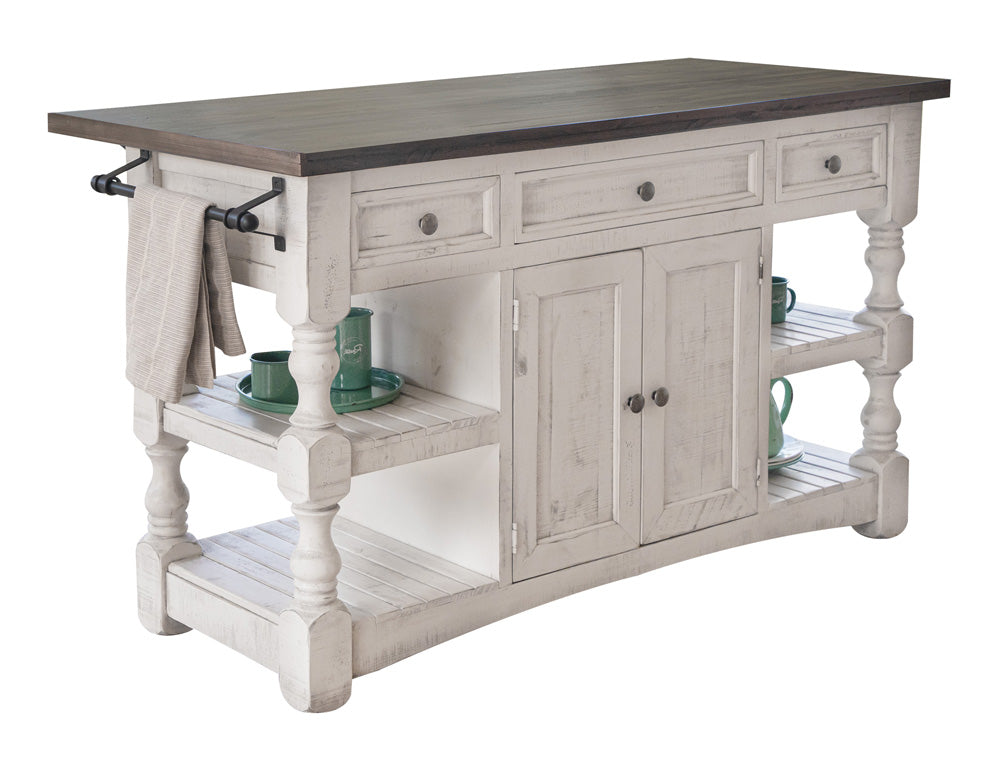 IFD - Stone Kitchen Island w/3 Drawer, 2 doors, 4 Shelves & casters - IFD469ISLAND view 1