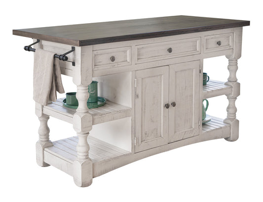 IFD - Stone Kitchen Island w/3 Drawer, 2 doors, 4 Shelves & casters - IFD469ISLAND view 1