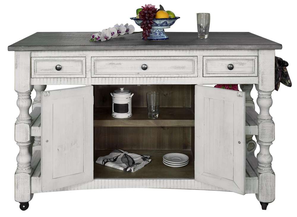IFD - Stone Kitchen Island w/3 Drawer, 2 doors, 4 Shelves & casters - IFD469ISLAND veiw 4
